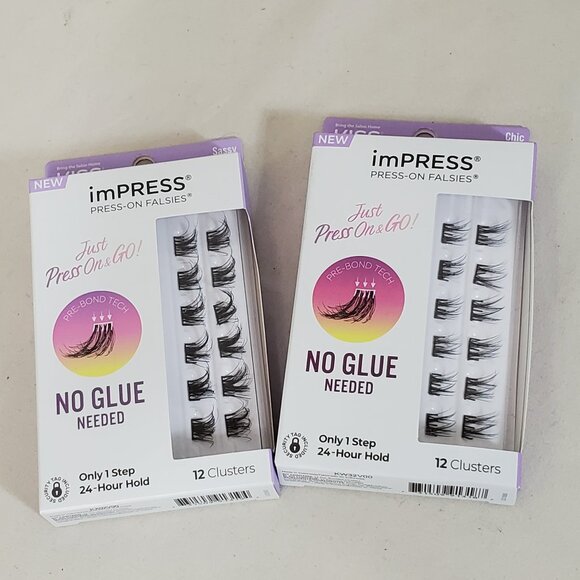 2 sealed boxes Kiss Impress Press-on Falsies Eyelashes SASSY WHISPY 91319 ILS12 - Picture 1 of 2